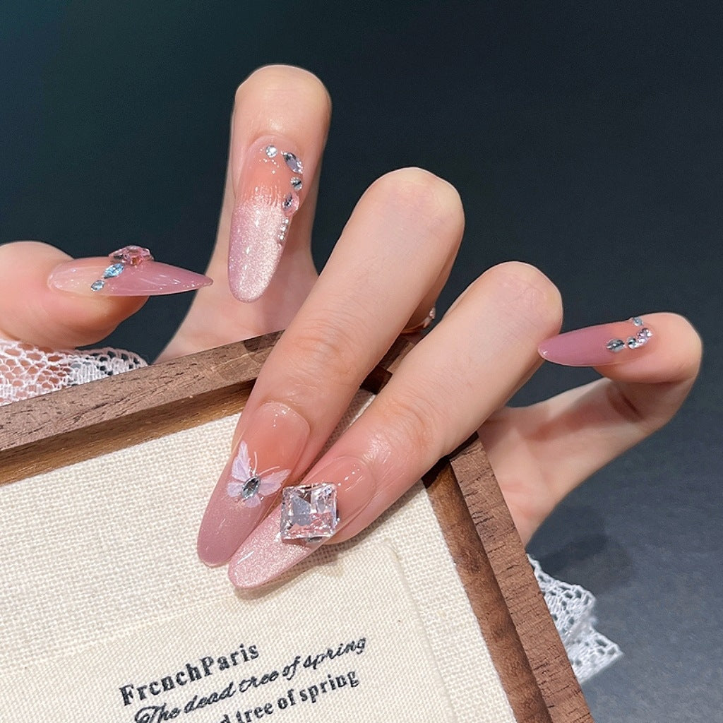 Elegante kristallverzierte Press-On Nägel Brehn