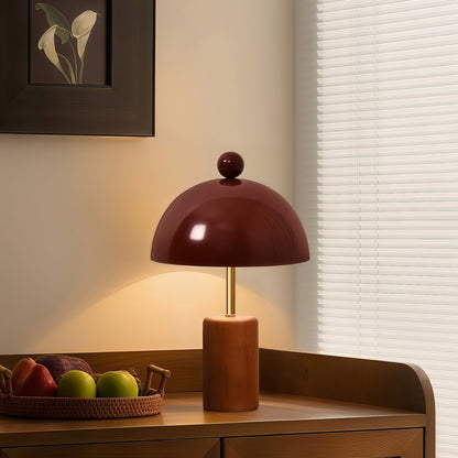 Skulpturale Tischlampe mit Holzfuß