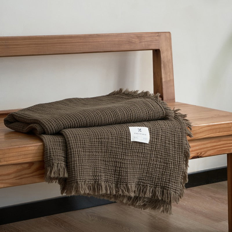 Damen hochwertige und luxuriöse Waffelstruktur Plaid Decke Brehn