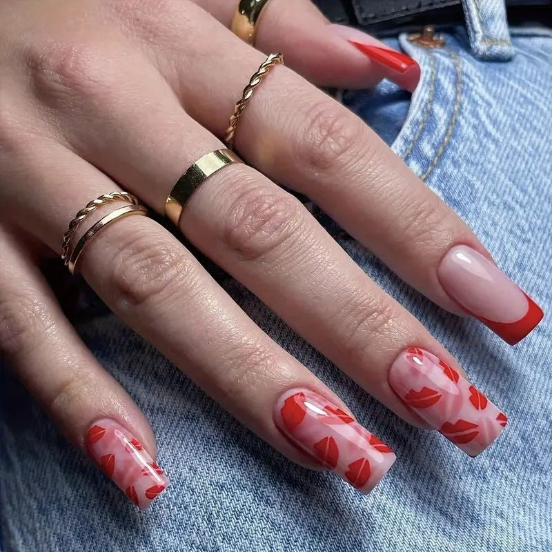 Herz-verzierte Gradient-Nagelkunst-Design Brehn