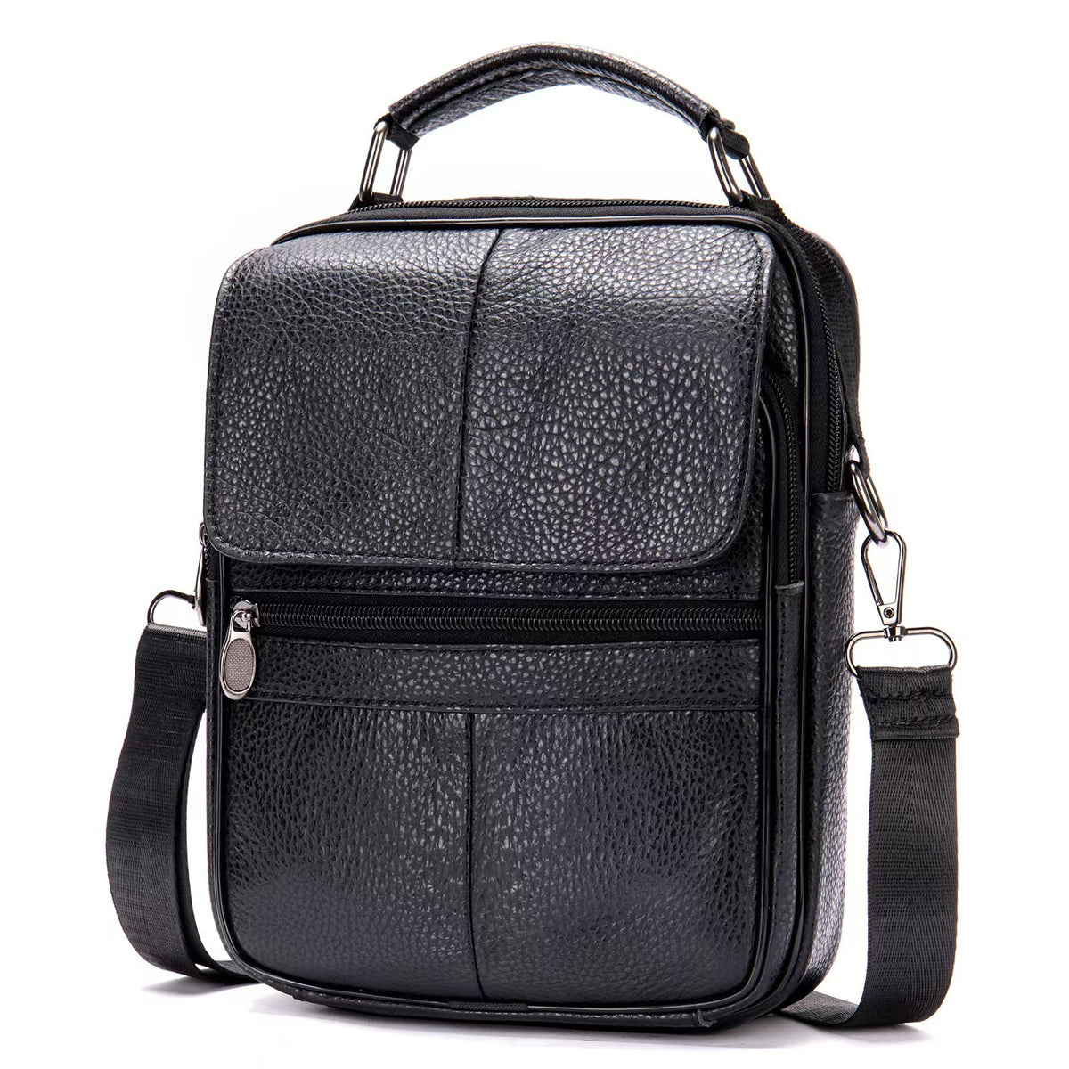 Texturierte Leder-Crossbody-Aktentasche