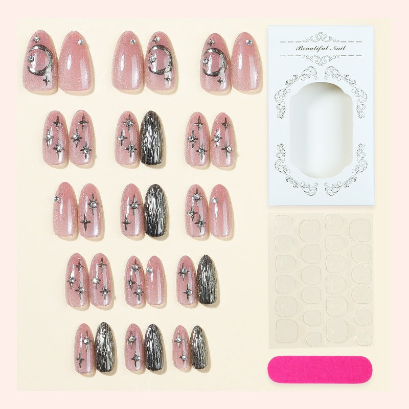 Kunstnagelset mit funkelnden Sternen- und Mondmotiven Brehn