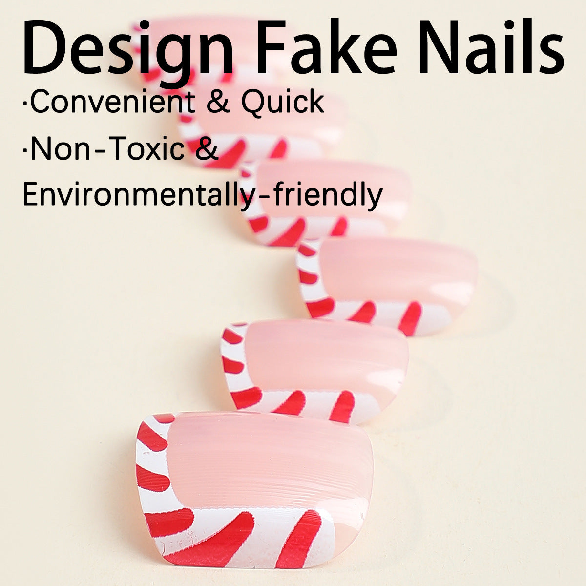 Kreatives Kunstnagelset mit festlichem Zuckerstangen-Design Brehn