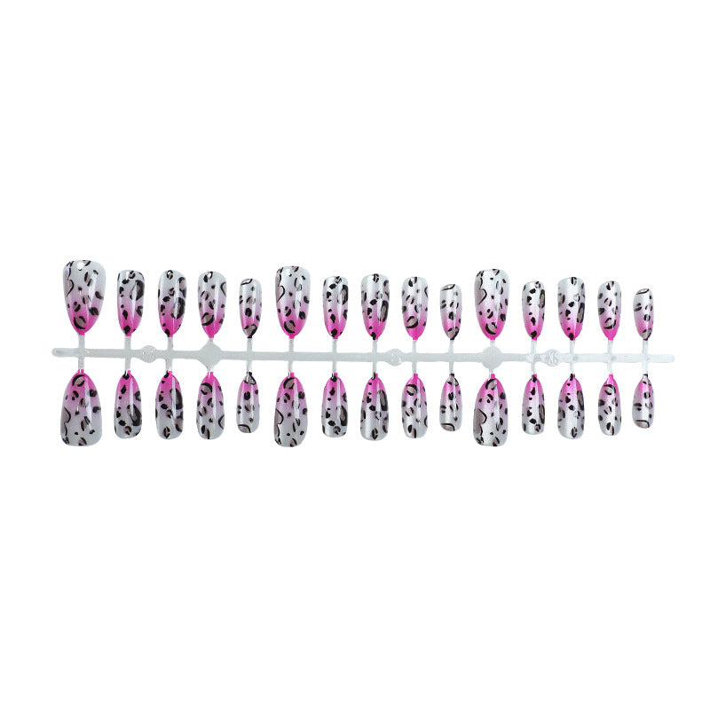 Künstlerisches Leopard-Print-Gradient Press-On-Nagelset Brehn