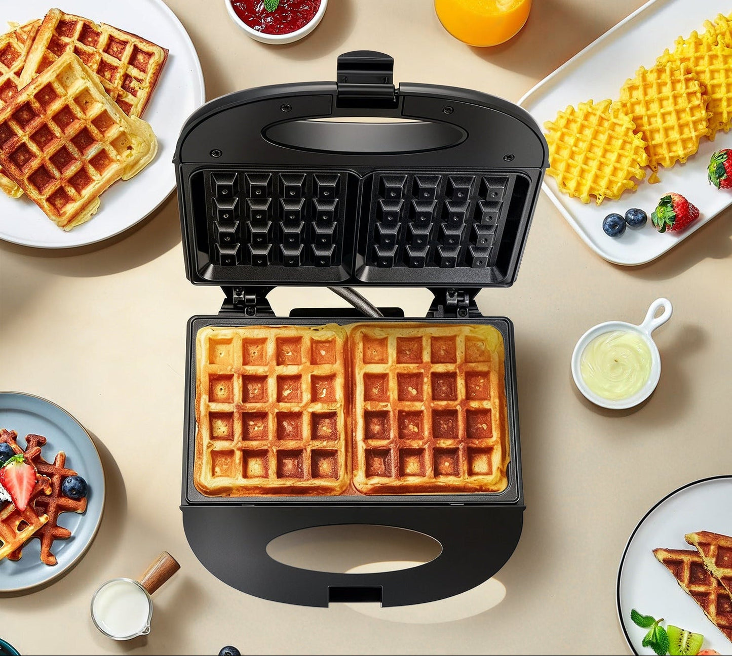 Antihaft-Belgische Waffeleisen mit einstellbarer Temperaturkontrolle Brehn