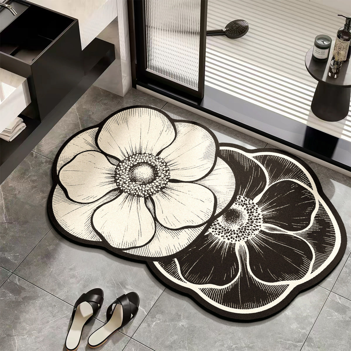 Elegante Blumenmuster-Badmatte für Badezimmer