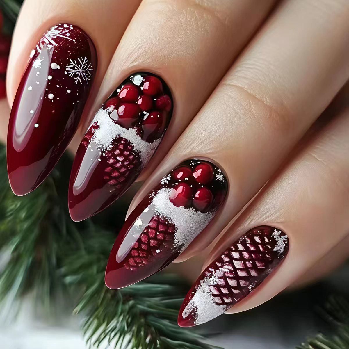 Kunstnägel mit Festlichem Winterdesign Brehn