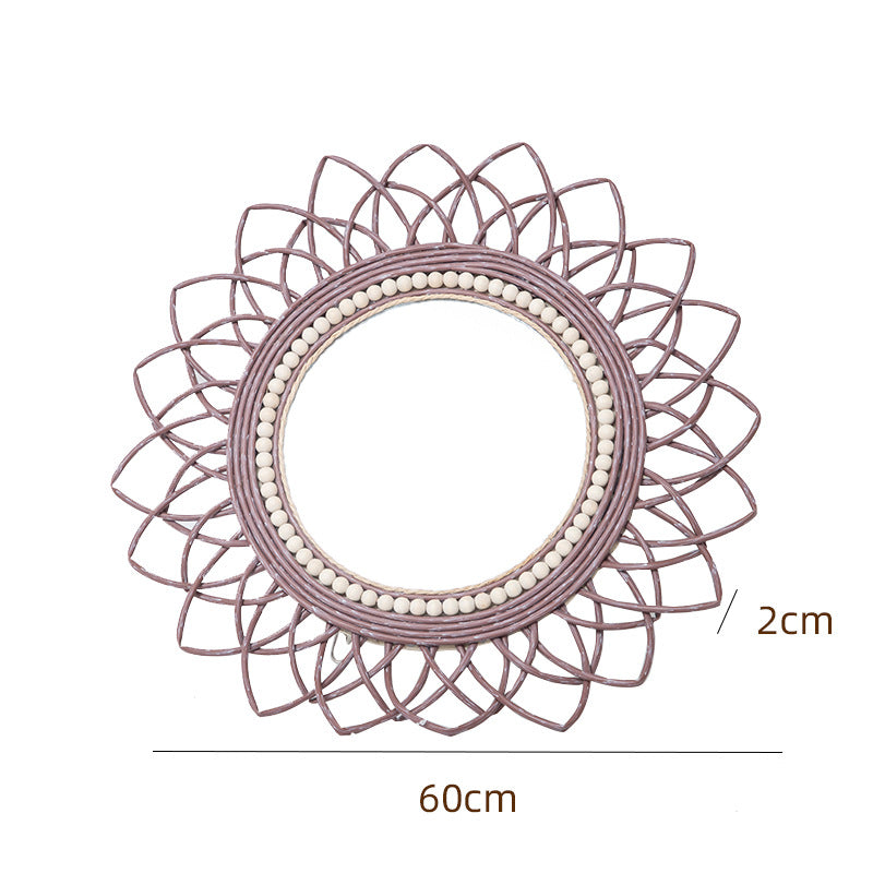 Dekorativer Wandspiegel mit Rattanrahmen Brehn