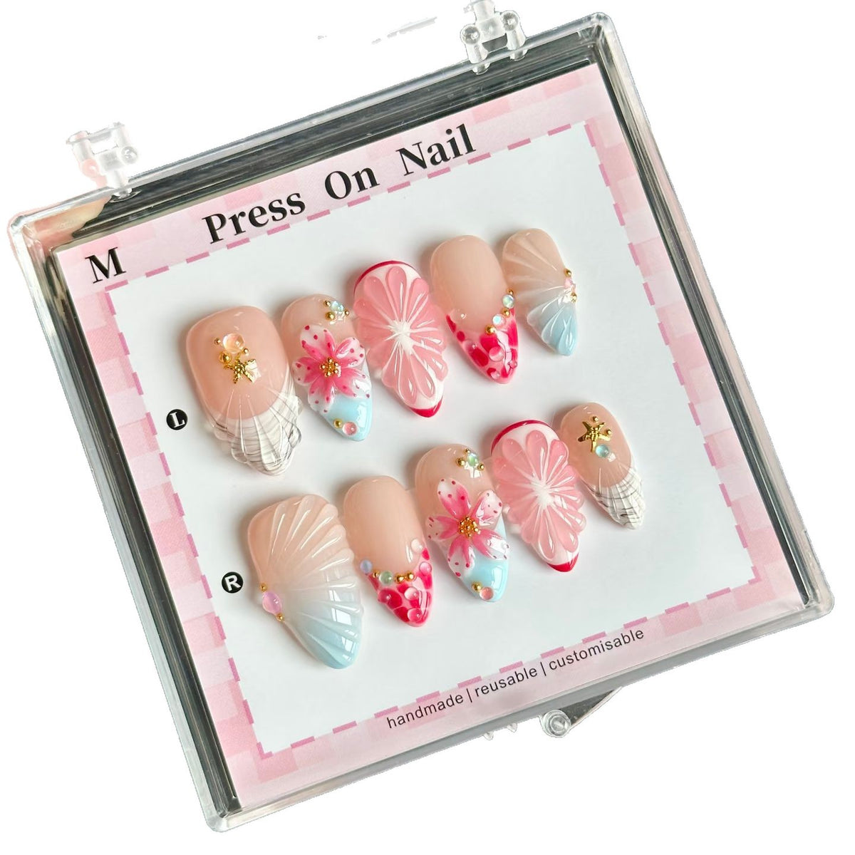 Anpassbares Blumendesign Press-On Nagelset