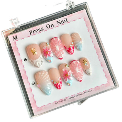 Anpassbares Blumendesign Press-On Nagelset