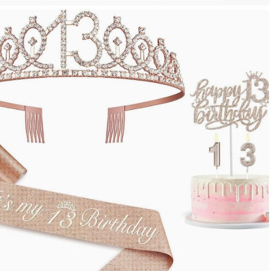 Damen Glitzernde 18. Geburtstagskrone mit festlichem Sash Brehn