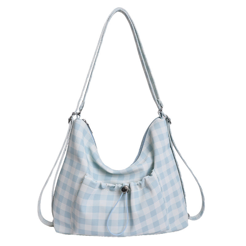 Gingham-Print Schlapp Schultertasche