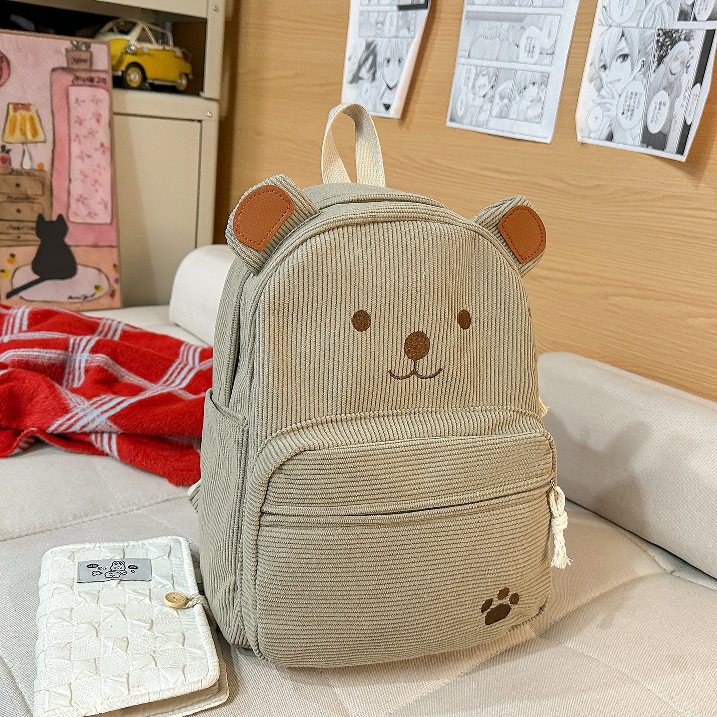 Rucksack mit Niedlichem Bärenmotiv und Praktischen Fächern Brehn