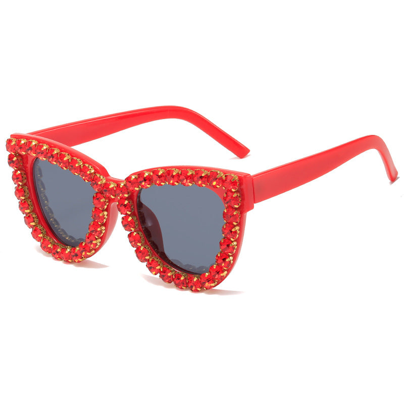 Damen extravagante Übergrößen-Sonnenbrille mit Kristallschmuck Brehn