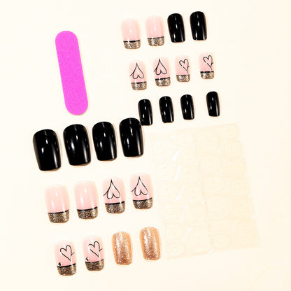 Elegante Glitter-Herz-Akzent-Nagelkunstverlängerungen Brehn