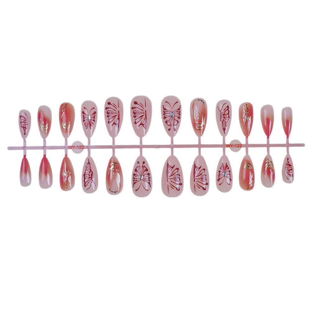 Elegante handgemalte Press-On-Nagelkunst Brehn