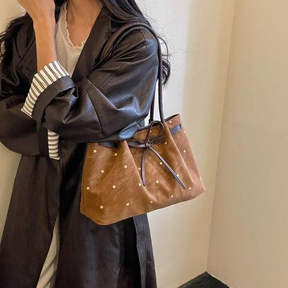 Elegante Wildleder Tote Tasche mit Schleifen-Detail
