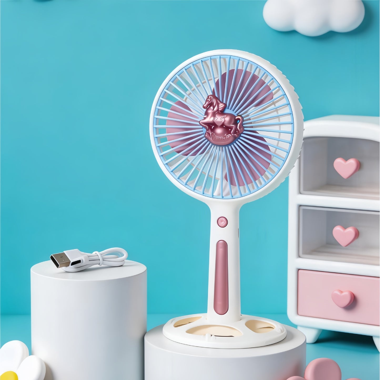 Damen Tragbarer Tischventilator mit kraftvollem Akku und USB-Ladefunktion Brehn
