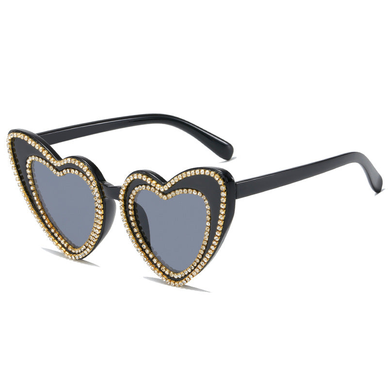 Damen Herzförmige Sonnenbrille mit Glitzerakzenten Brehn