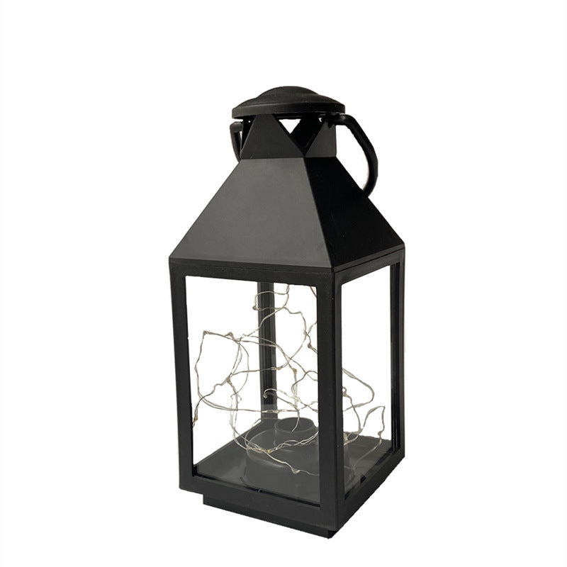 Dekorative Metall- und Glaslaterne mit warmen LED-Feenlichtern Brehn