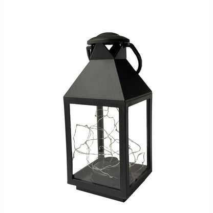 Dekorative Metall- und Glaslaterne mit warmen LED-Feenlichtern Brehn