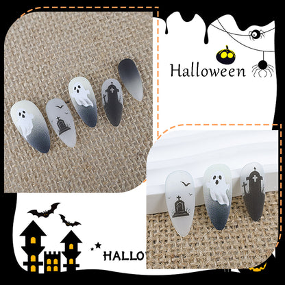 Halloween Kunstnagelset mit gruseligen Geister- und Spinnenmotiven Brehn