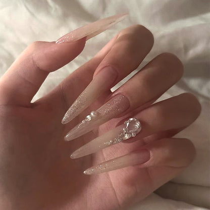 Premium Stiletto Press-On Nägel mit Strassakzenten Brehn