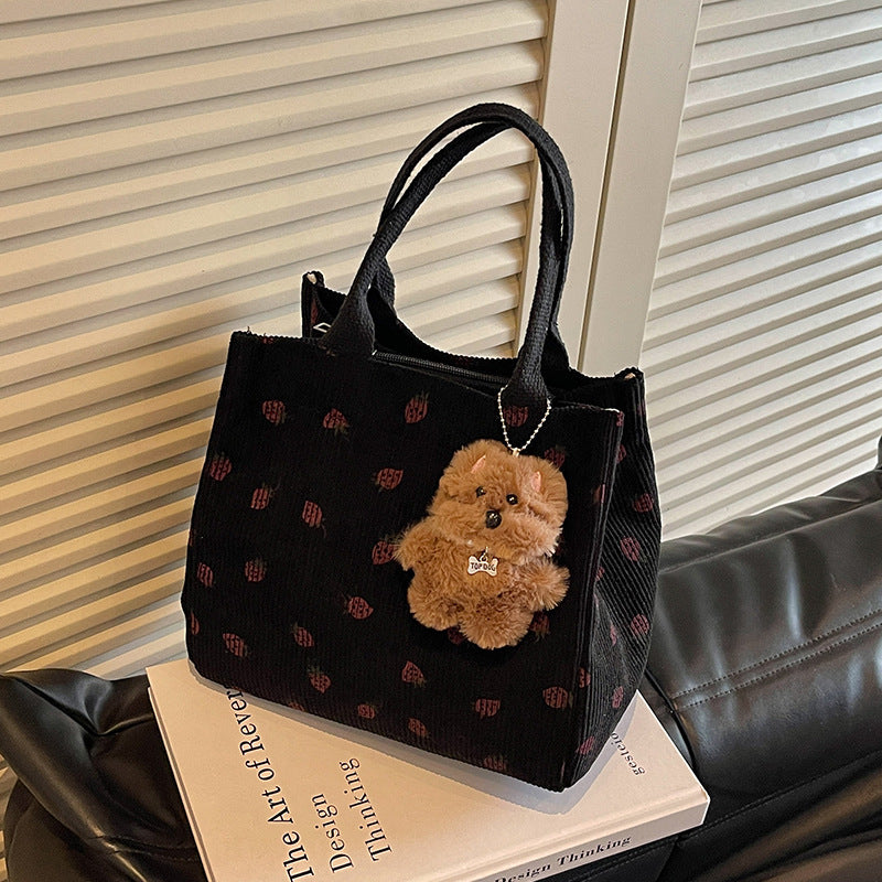 Niedliche Erdbeer-Print Stoff Tasche