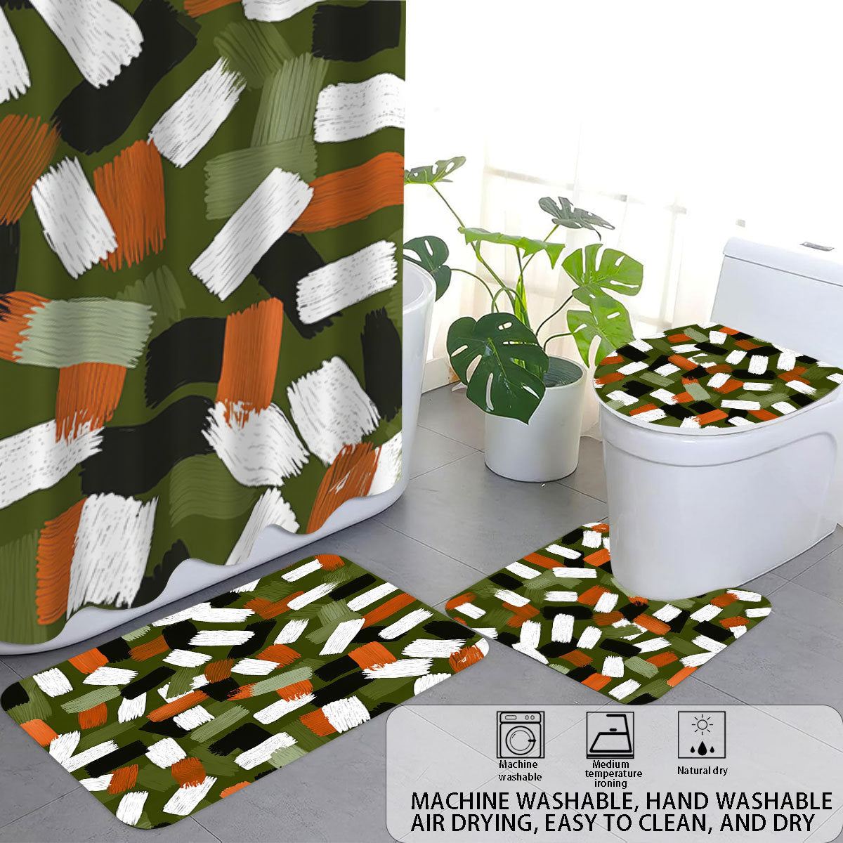 Bold Brushstroke Muster Vier-teilige Badezimmer Set Brehn