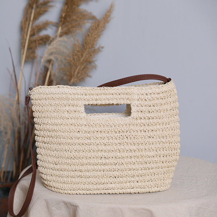 Handtasche Aus Natürlicher Baumwolle mit Ledergriff Brehn