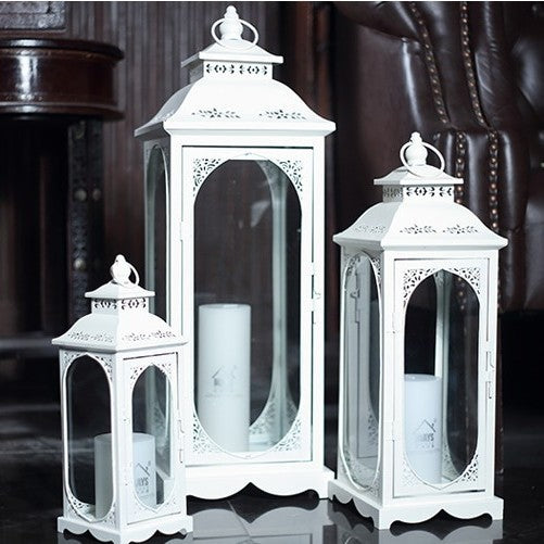 Dekoratives Vintage-Stil Metall- und Glaslaternen-Set mit schwenkbarer Tür Brehn