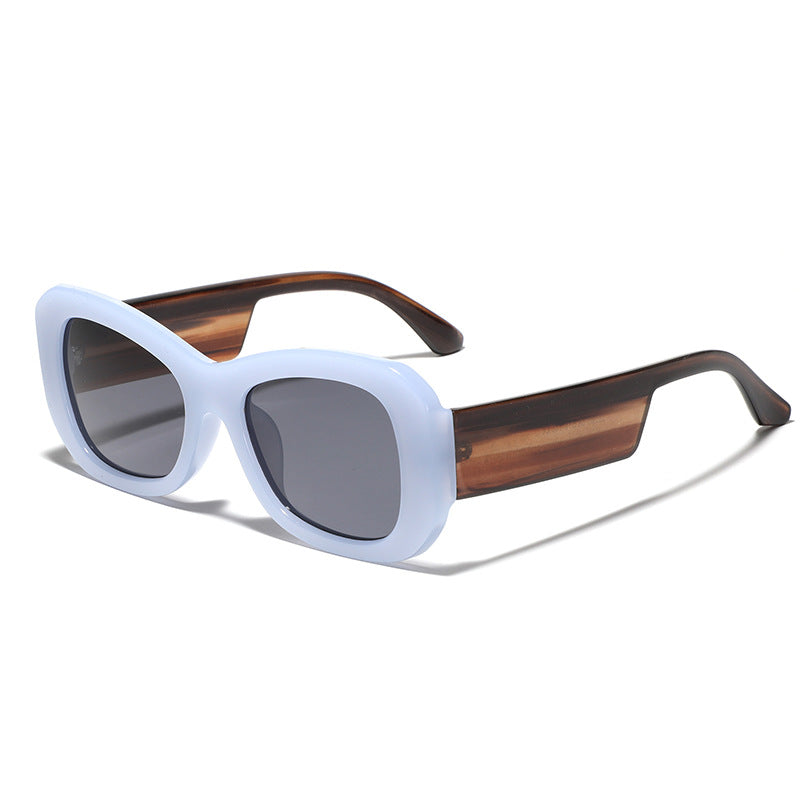 Damen moderne quadratische Sonnenbrille mit transparentem Rahmen Brehn