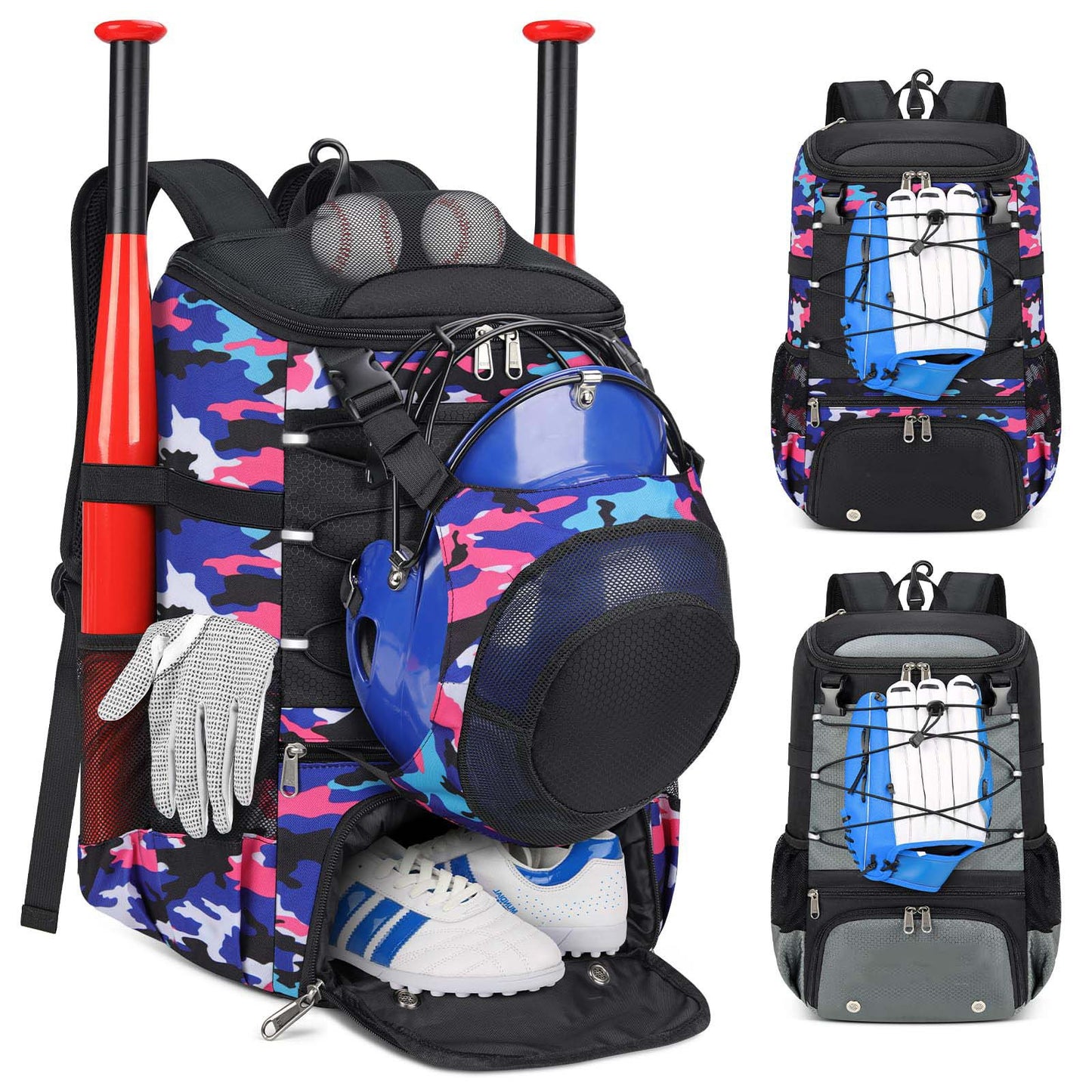 Unisex Sportlicher Baseball-Rucksack mit speziellen Fächern für Equipment Brehn
