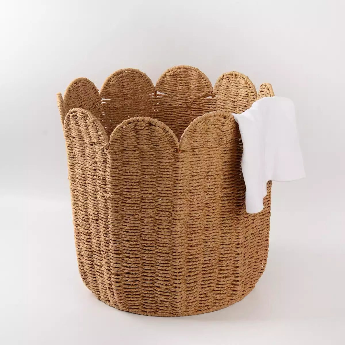 Woven Storage Basket with Decorative Scalloped Edge Brehn