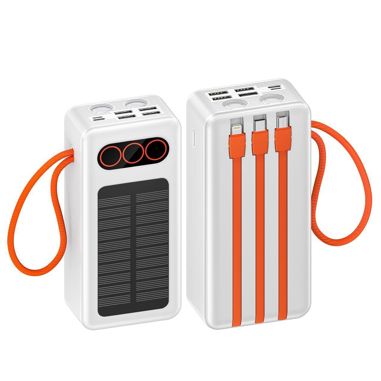 Tragbare Solar-Powerbank mit Integrierten Ladekabeln und Schnellladefunktion Brehn