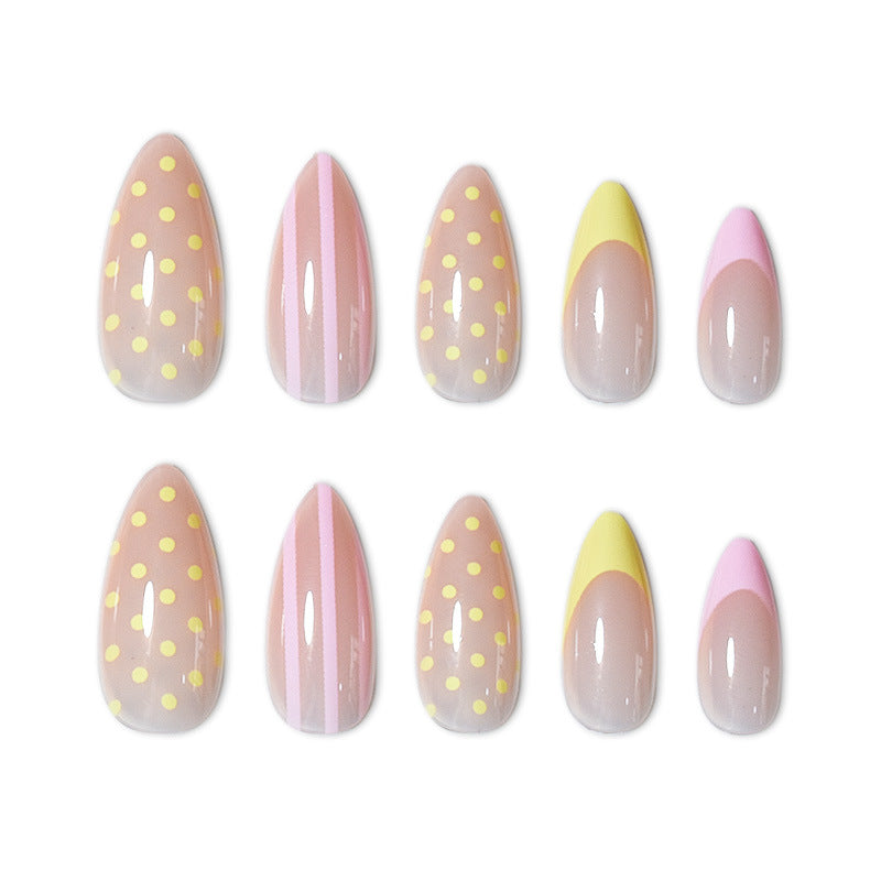 Künstlerisches Press-On-Nagelset mit Punkten und Ombre-Design Brehn