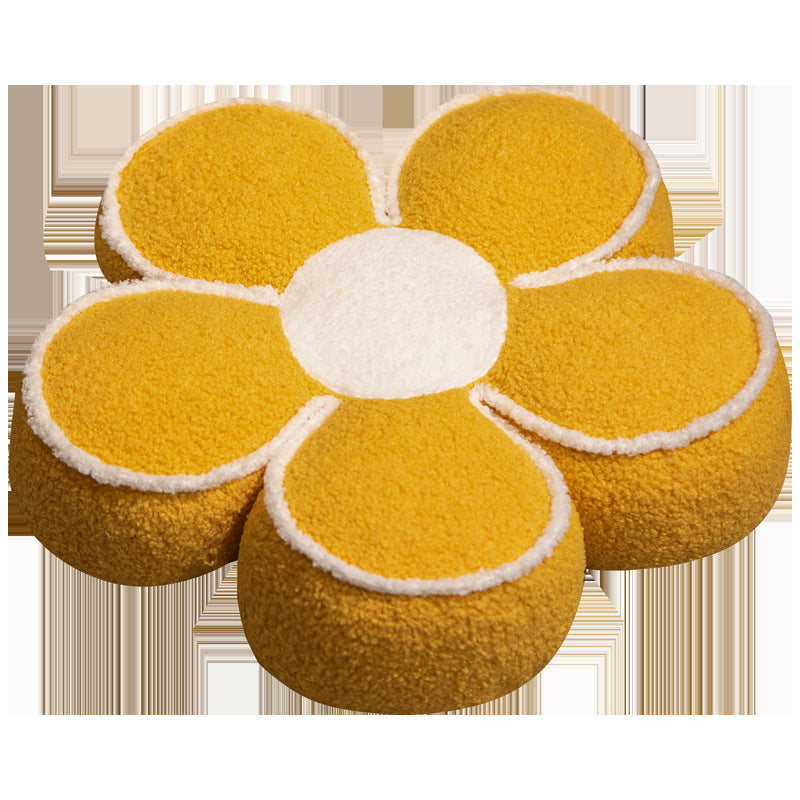 Gepolstertes Sitzkissen in Blumenform mit Kunstleder‑Mittelstück und flauschiger Randpolsterung