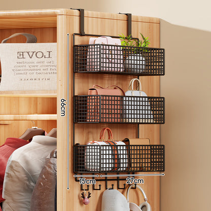 Über-Tür Vier-Ebenen Metallgitter Hängende Lagerungs-Organizer mit integrierten Haken