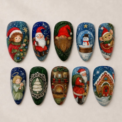 Festliche Kunstnägel mit Weihnachtsmotiven Brehn