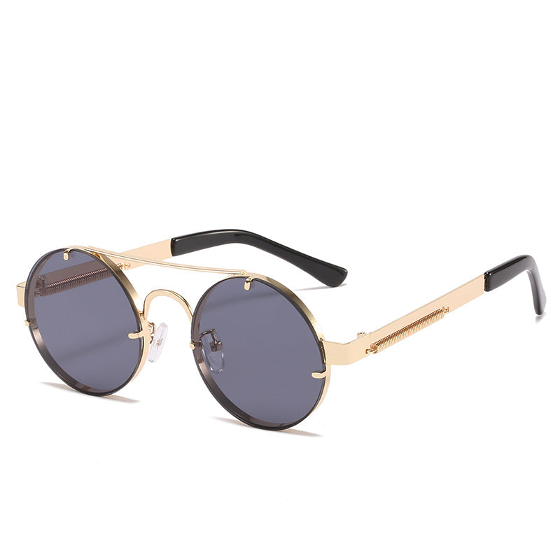 Damen runde Designer-Sonnenbrille mit innovativem Metallgestell und schützenden Gläsern Brehn