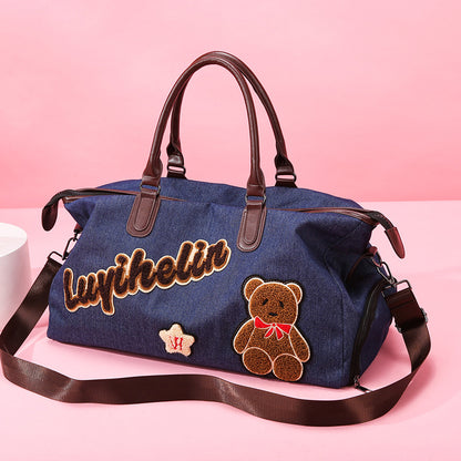 Niedliche bestickte Denim-Duffle-Tasche Brehn