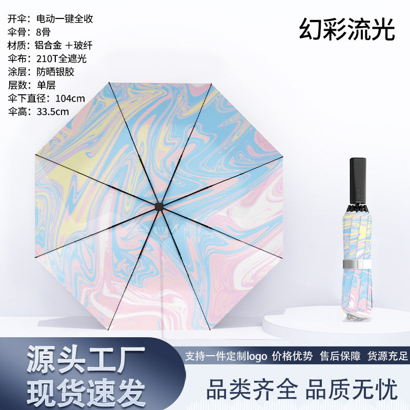 Damen automatischer Falt-Regenschirm mit marbled Design Brehn