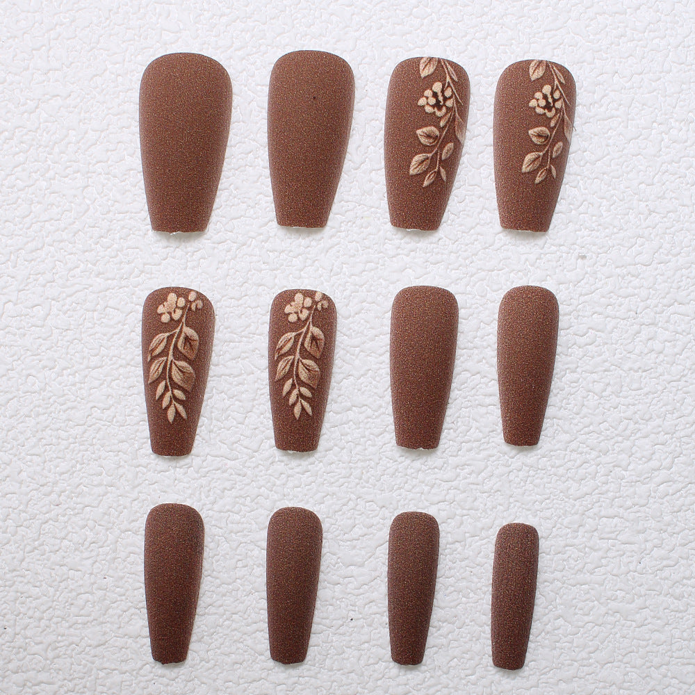 Elegante florale matte Press-On Nägel Brehn