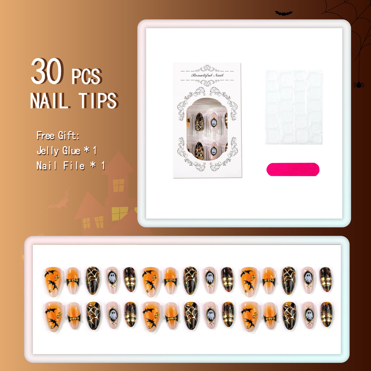 Halloween-Themen Press-On Nagelkunst Set 1790738812