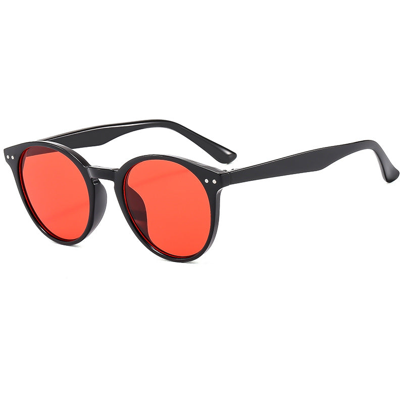 Damen modische runde Sonnenbrille mit transparentem Rahmen und UV-Schutz Brehn