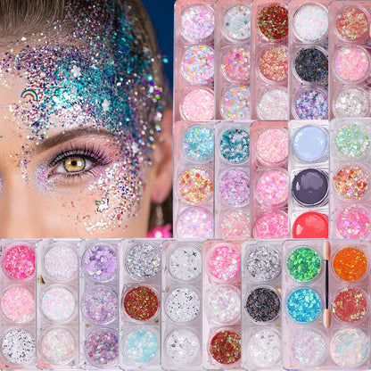 Kosmetische Glitzerflocken Set