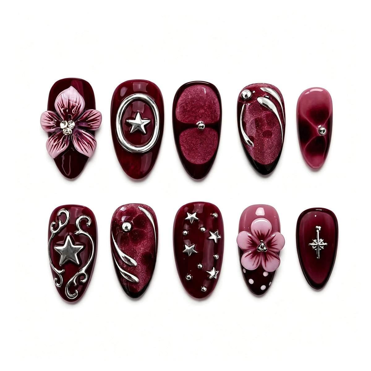Künstlerisch Verziertes Press-On Nagelkunst Set Brehn