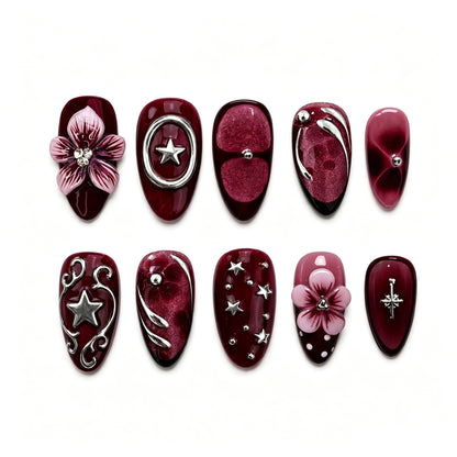 Künstlerisch Verziertes Press-On Nagelkunst Set Brehn