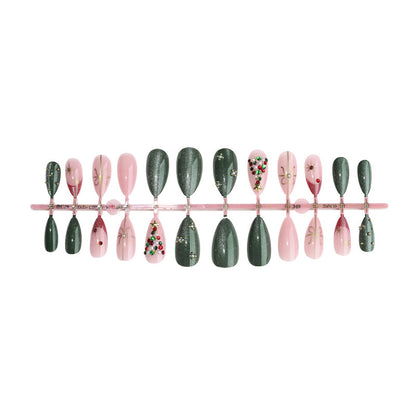 Urlaubs-Themen Press-On Nail Art Set mit dekorativen Weihnachtselementen Brehn