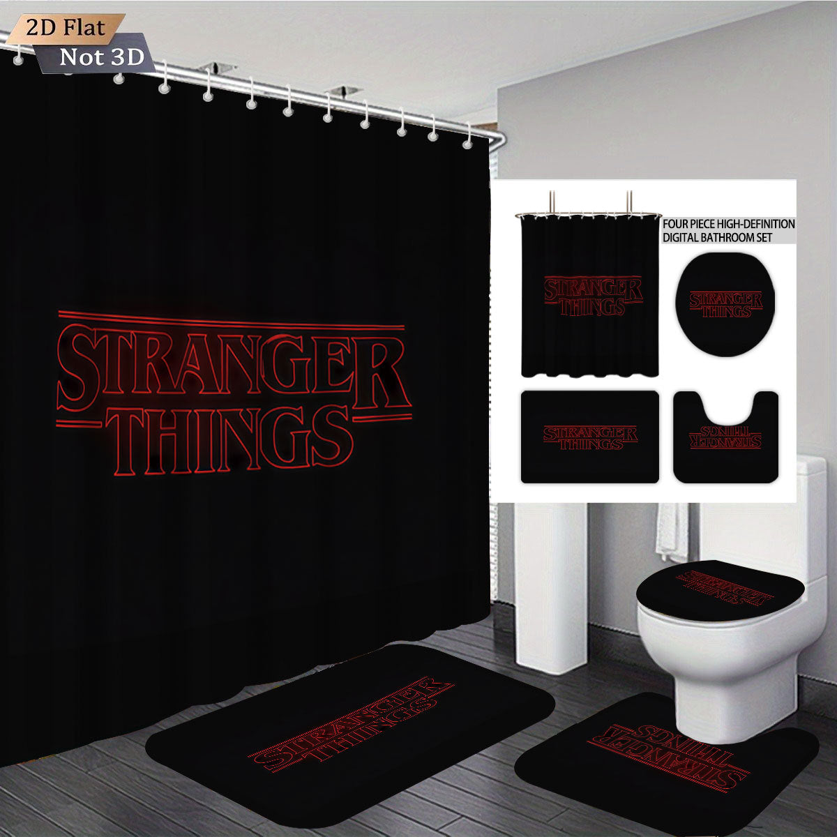 Stranger Things Abenteuer-Themen Digitales Badezimmer-Set Brehn